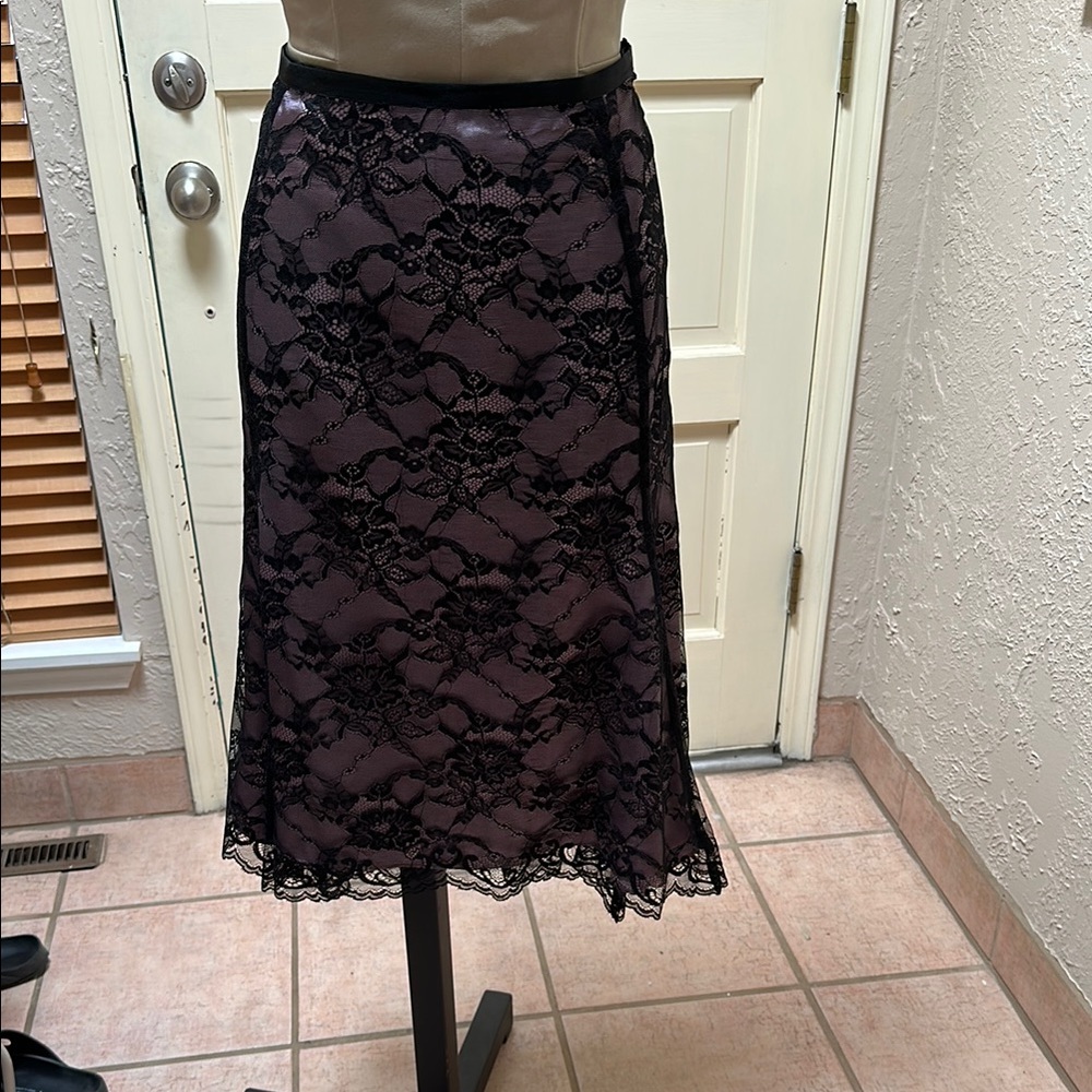 Elegant Black Lace Overlay Skirt
